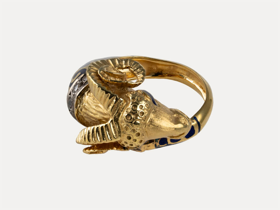 Double Rams Head Ring